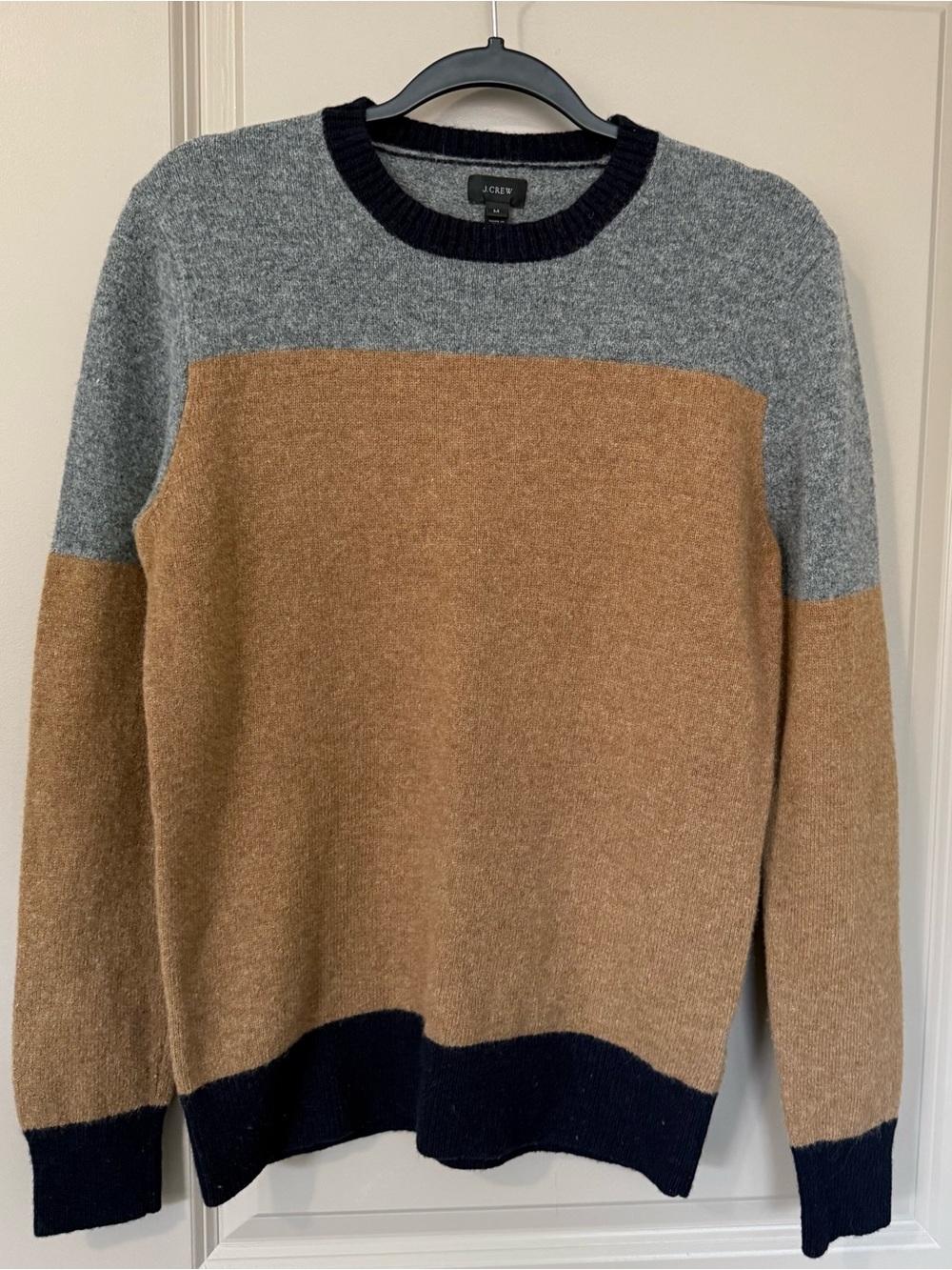 J. Crew Men's Colorblock Crewneck Sweater in Gray, Tan & Black